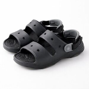 Crocs All-Terrain Sandals Kids Boy Girl Sz 4 Black Adjustable Strap Rugged